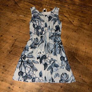 Pam Hara blue tropical coconutgirl M made in Hawaii dress